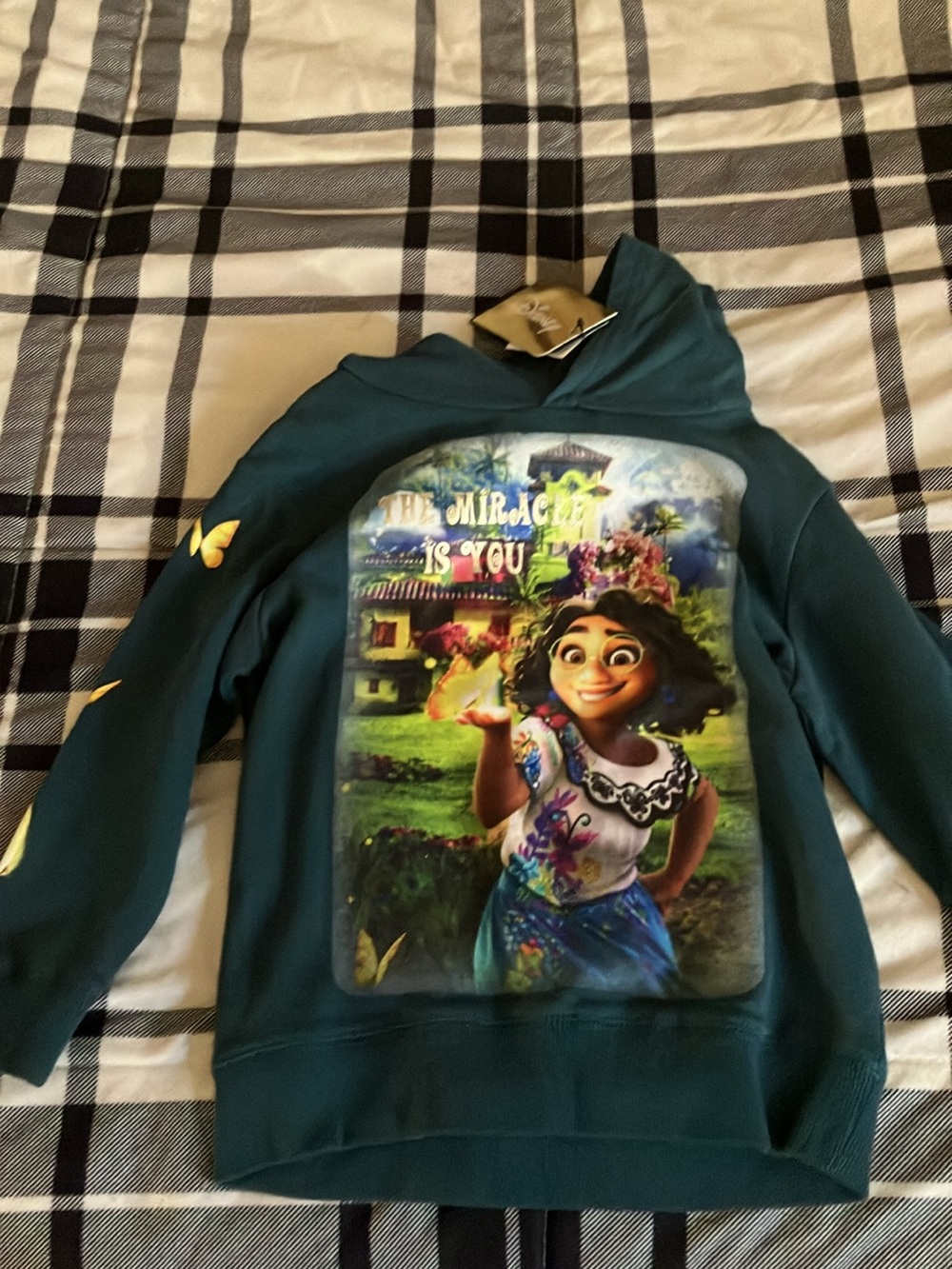 Kids Green Hooded Sweatshirt with Animated Character Graphic